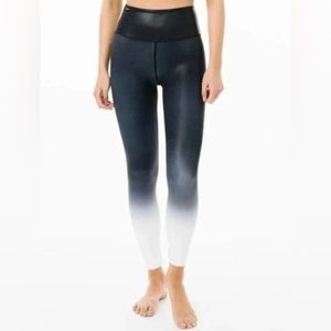 Zyia Active- black and white metallic ombré leggings